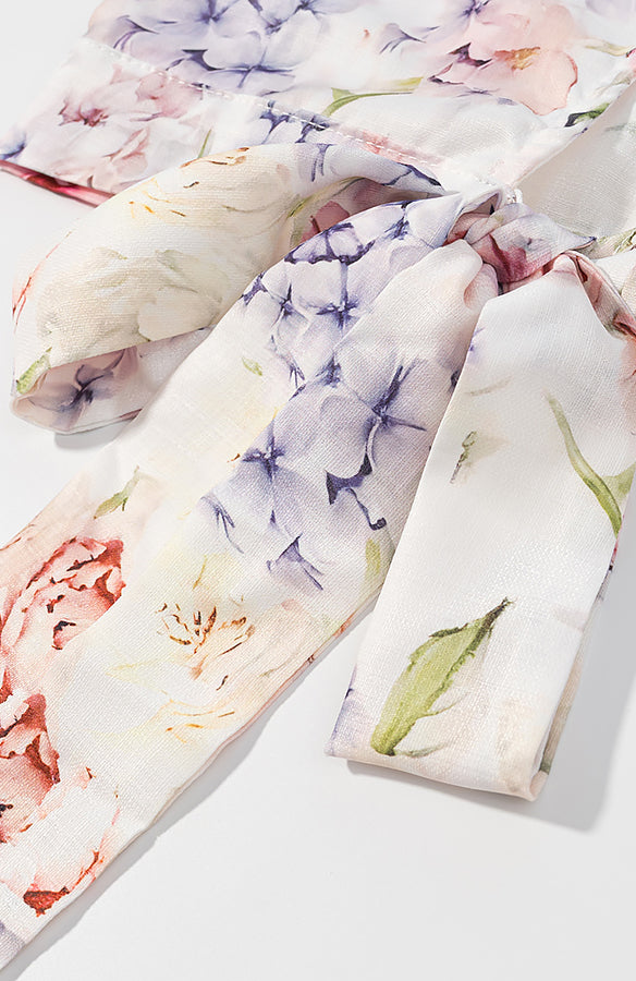 Langry enchanting halter floral skirt set in pastel scarf print