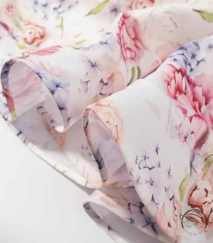 Enchanting halter short top and floral skirt set with pink white flowers scarf