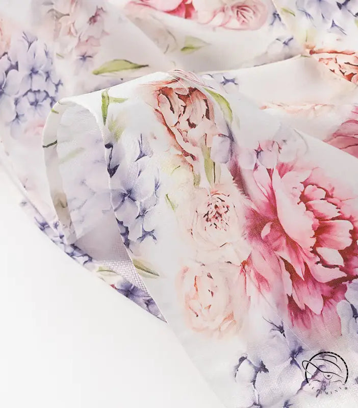 Enchanting langry fashion floral chiffon scarf in pink purple hues