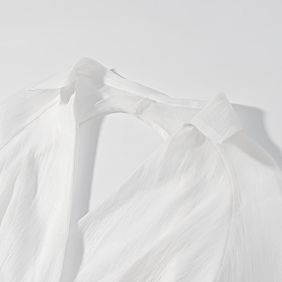 Vintage Collared Edge Deep Short Dress