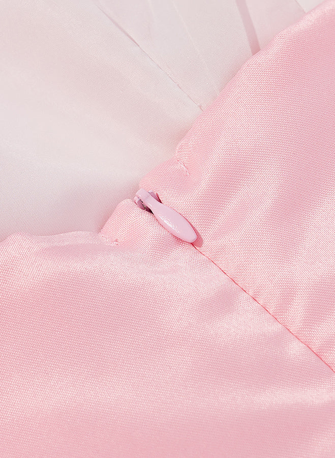 Pink satin ribbon with silver clasp for Langry fashion dress