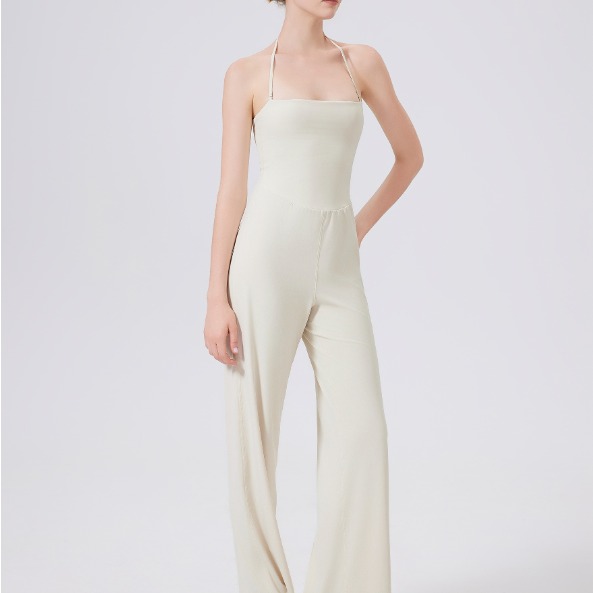 Yoga Chest Pad Halter Two Way Wear Sports Fitness Running one Piece Straight Leg Pants