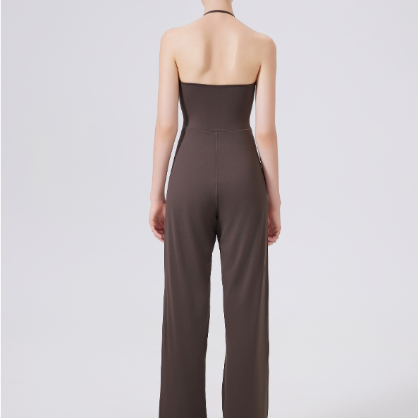 Yoga Chest Pad Halter Two Way Wear Sports Fitness Running one Piece Straight Leg Pants