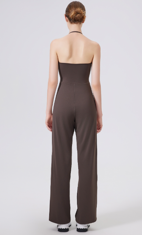 Yoga Chest Pad Halter Two Way Wear Sports Fitness Running one Piece Straight Leg Pants