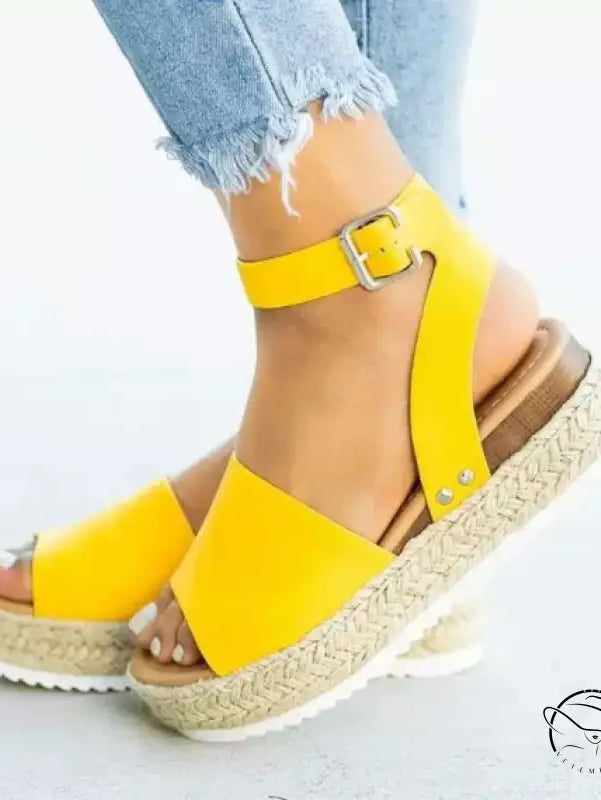 Sandals with Buckle Platform Wedge High Heel