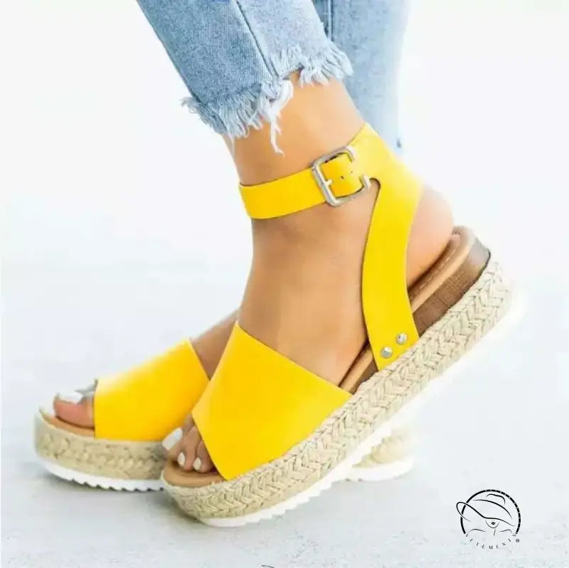 Sandals with Buckle Platform Wedge High Heel