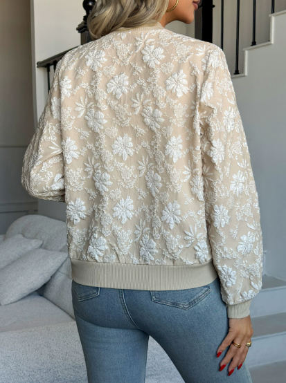 Jacquard Loose Slimming Office Casual Top Coat