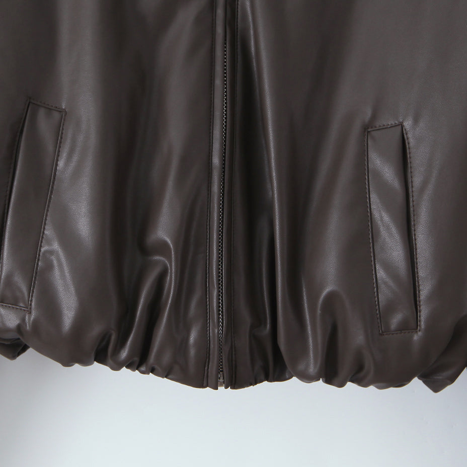 Langry faux leather bomber jacket with zipper and pockets