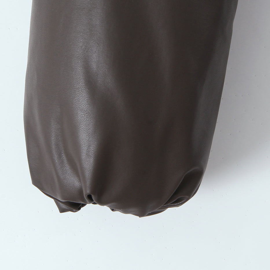 Langry faux leather jacket sleeve with elastic cuff on loose thick warm short fashion jacket