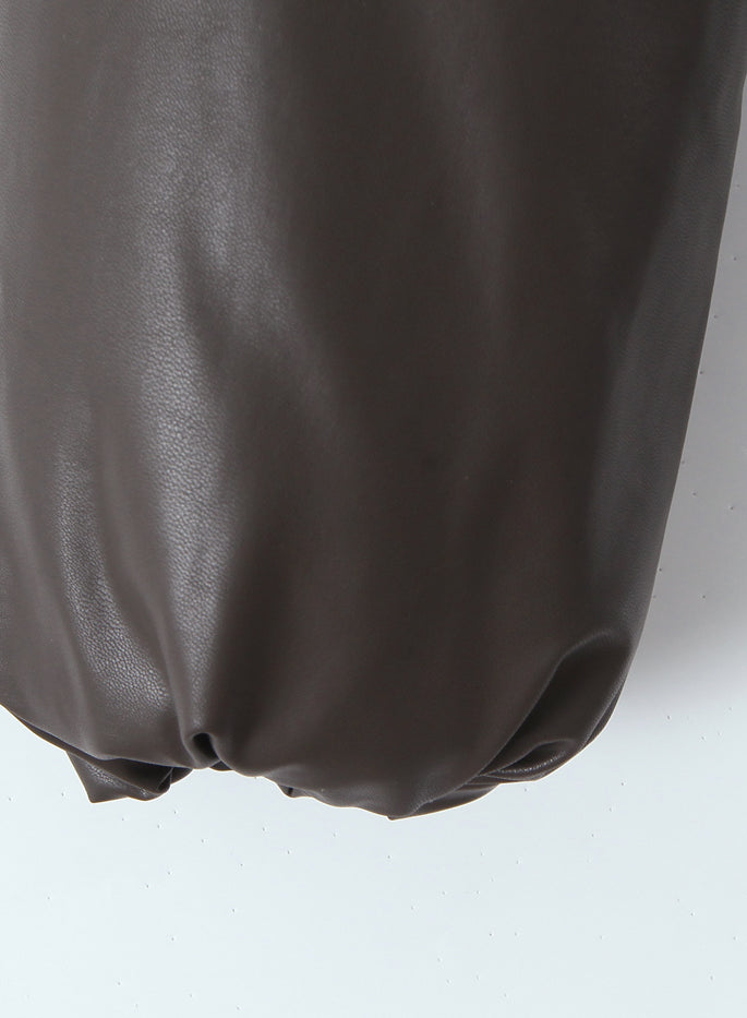 Langry faux leather jacket sleeve with elastic cuff on loose thick warm short fashion jacket