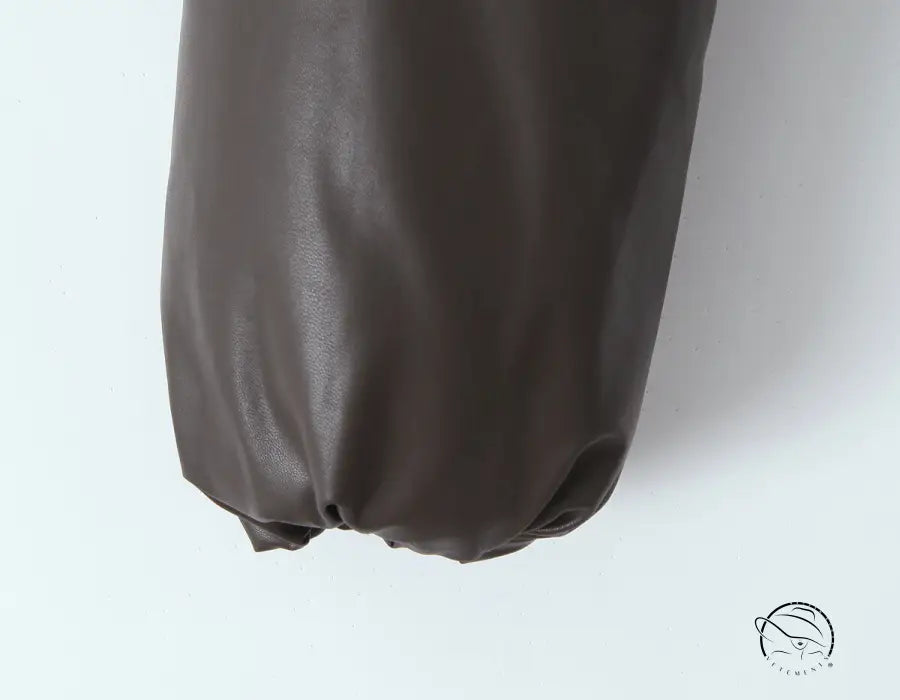 Langry faux leather jacket sleeve with elastic cuff on loose thick warm short fashion jacket