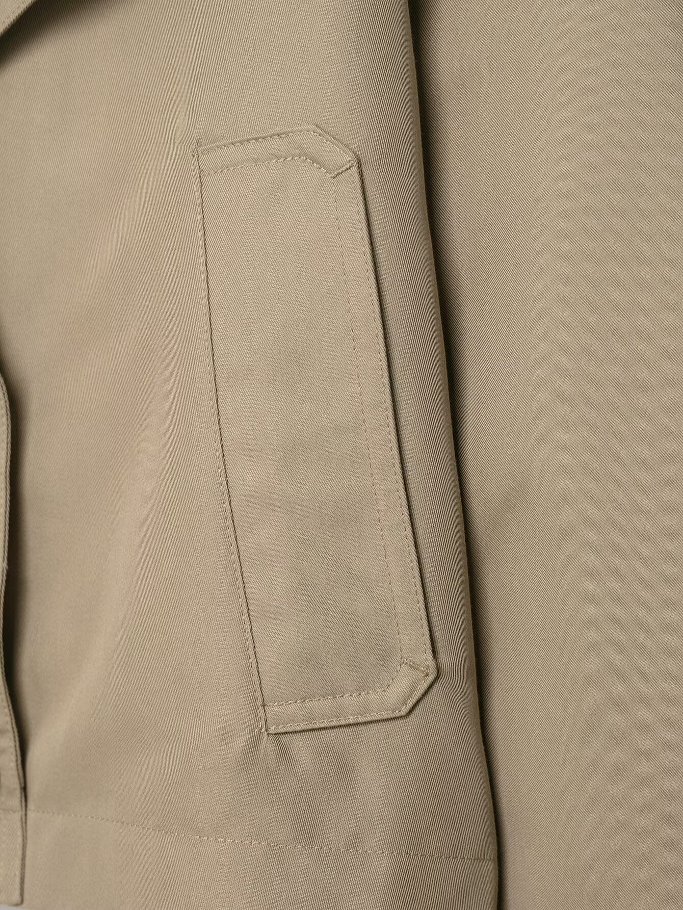 Langry double breasted beige canvas laptop sleeve with white stitching and pocket