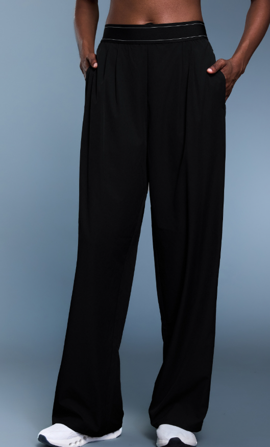 Black langry fashion casual loose breathable straight sports trousers with pockets