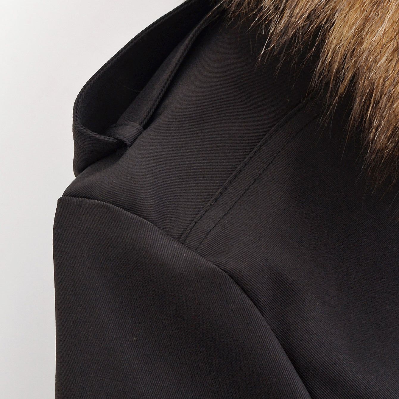 Langry fashion office fur collar long sleeve cotton jacket with black fur trim