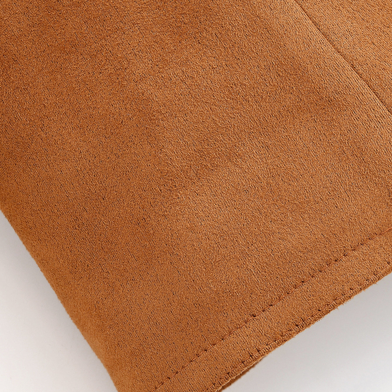 Elegant langry fashion brown suede skirt with stitching detail and pocket