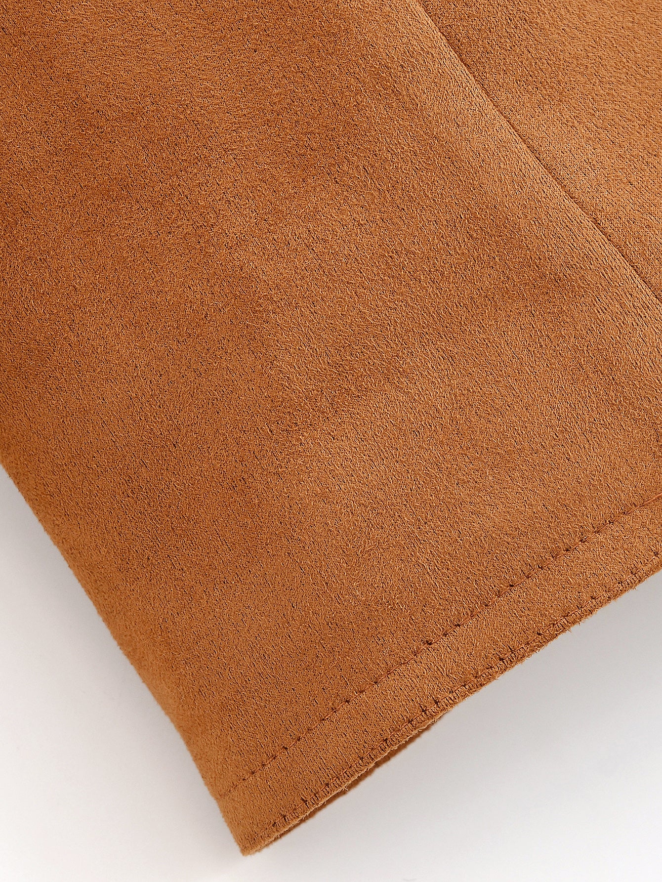 Elegant langry fashion brown suede skirt with stitching detail and pocket