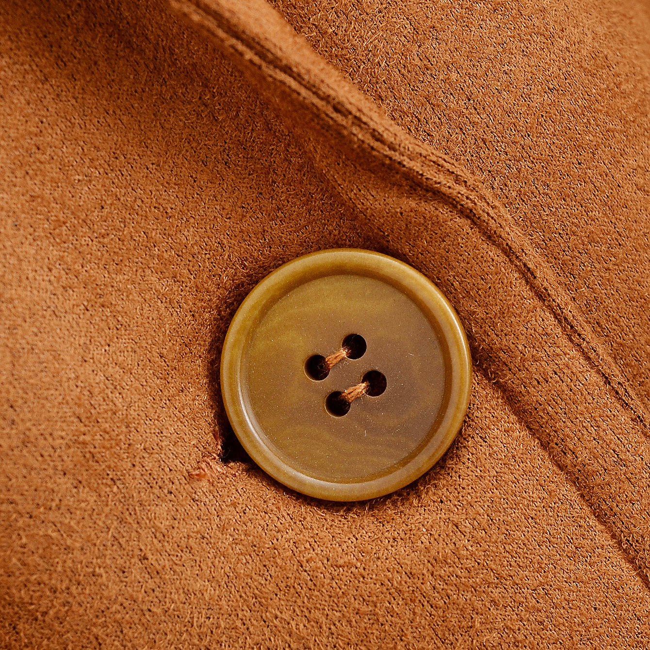 Elegant langry fashion suede blazer with tan coat and two-tone button