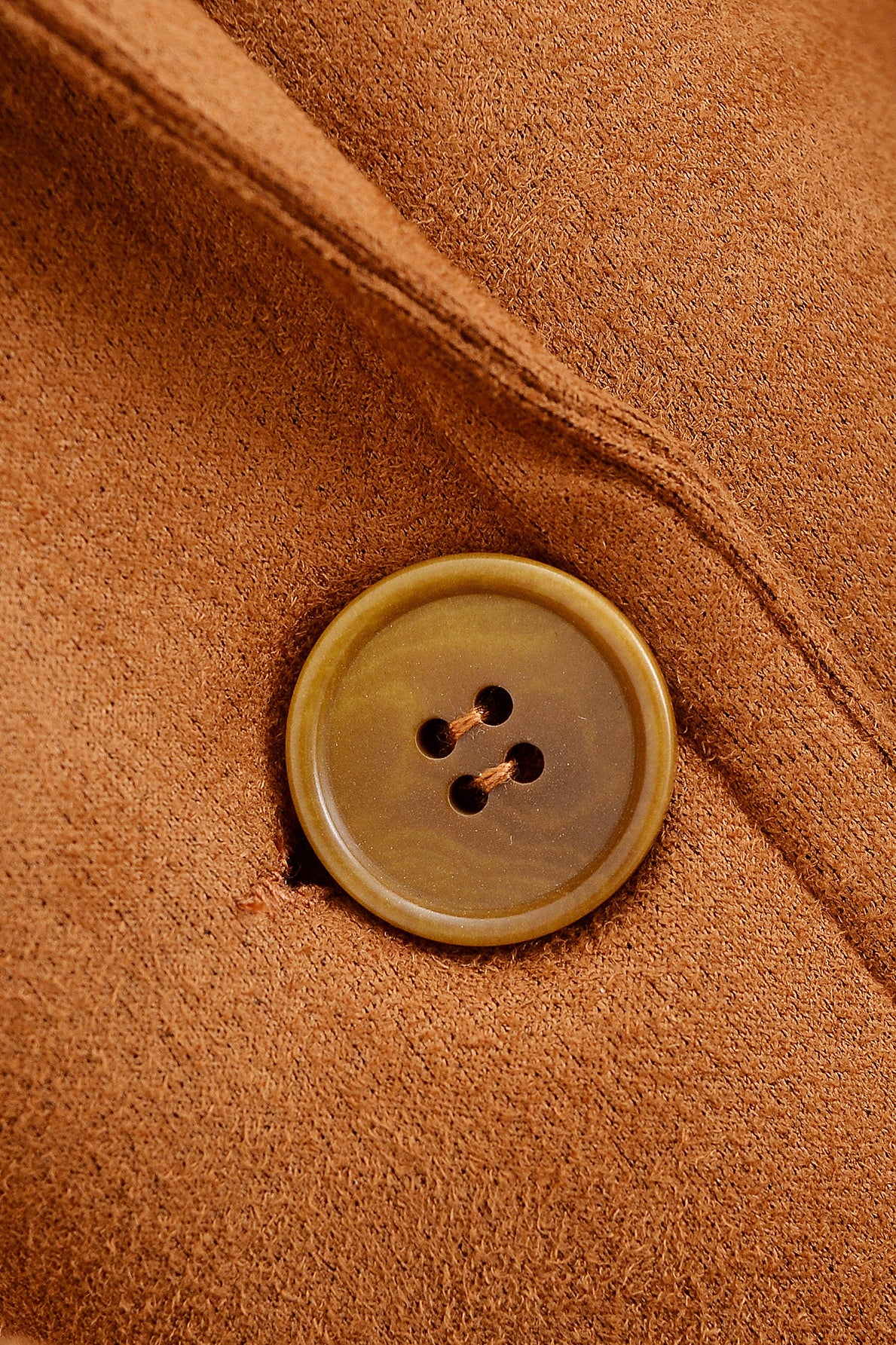 Elegant langry fashion suede blazer with tan coat and two-tone button