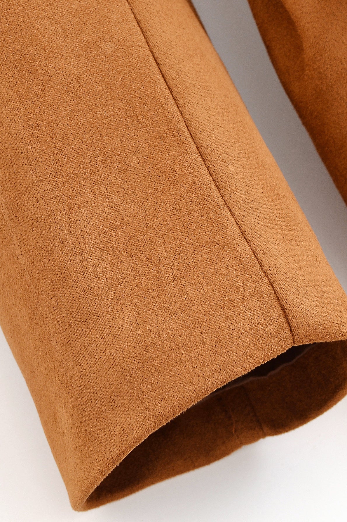 Elegant langry fashion suede blazer in brown with rolled cuffs and buttons