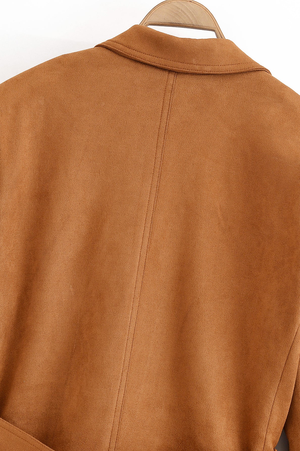 Elegant langry camel wool coat with double-breasted fashion blazer