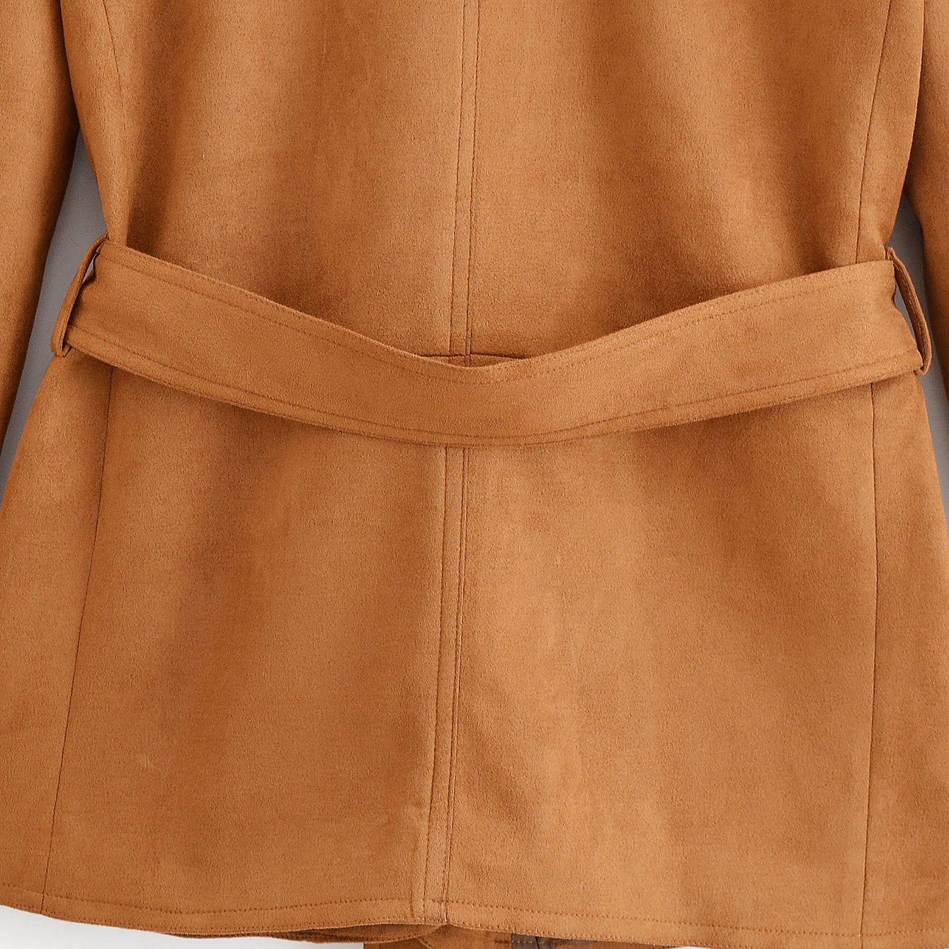 Elegant langry fashion brown leather jacket with belt and zipper details