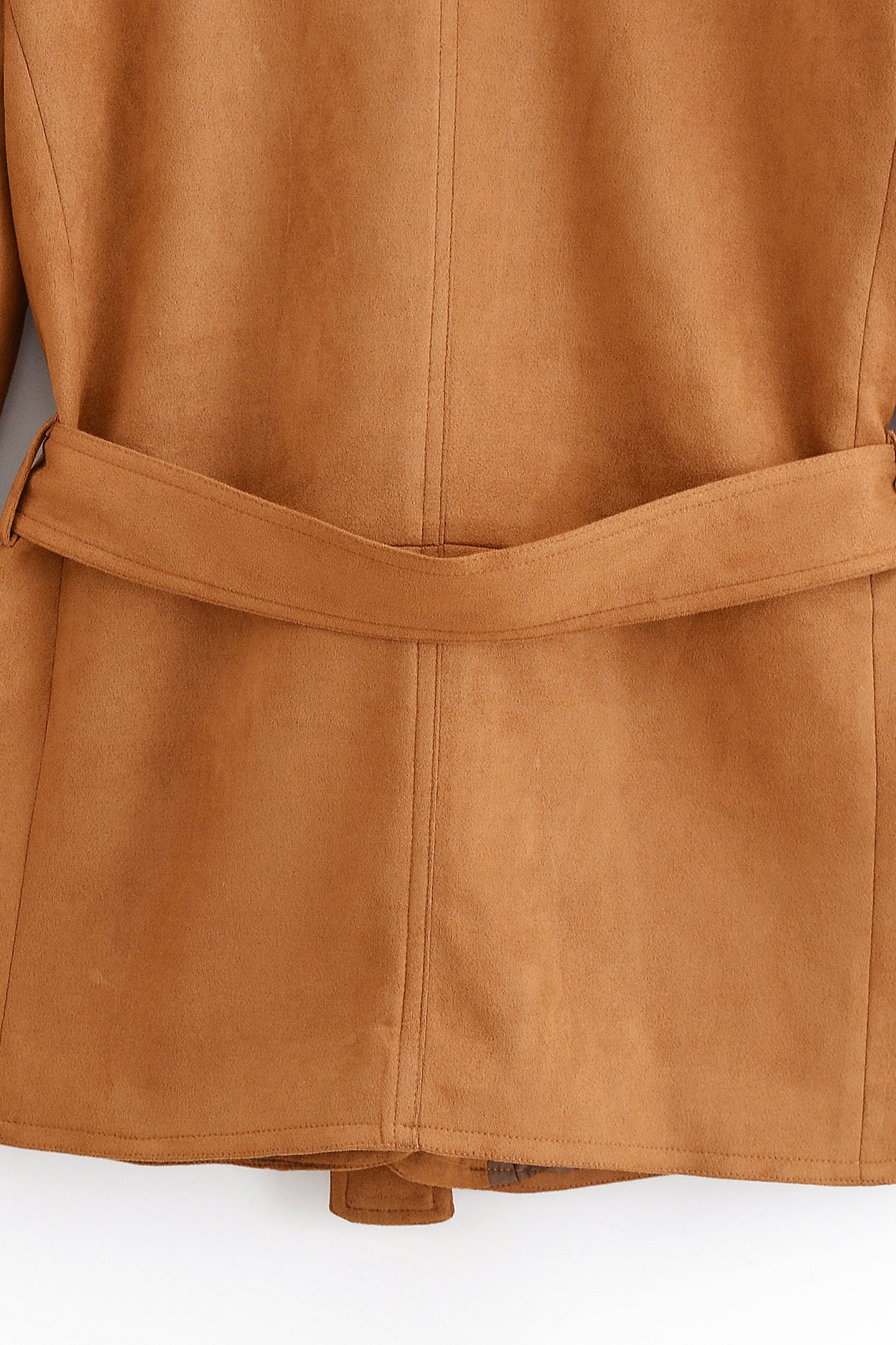 Elegant langry fashion brown leather jacket with belt and zipper details