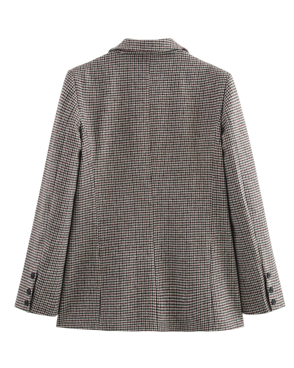 Langry gray white houndstooth blazer with black buttons, fashion tops