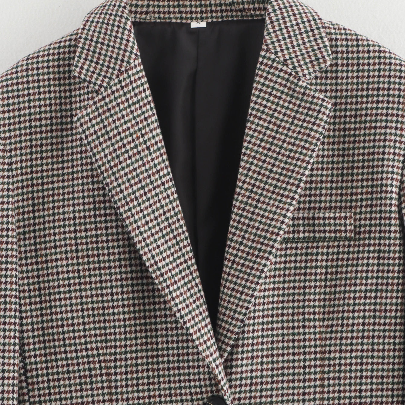 Langry fashion brown white houndstooth blazer black lining