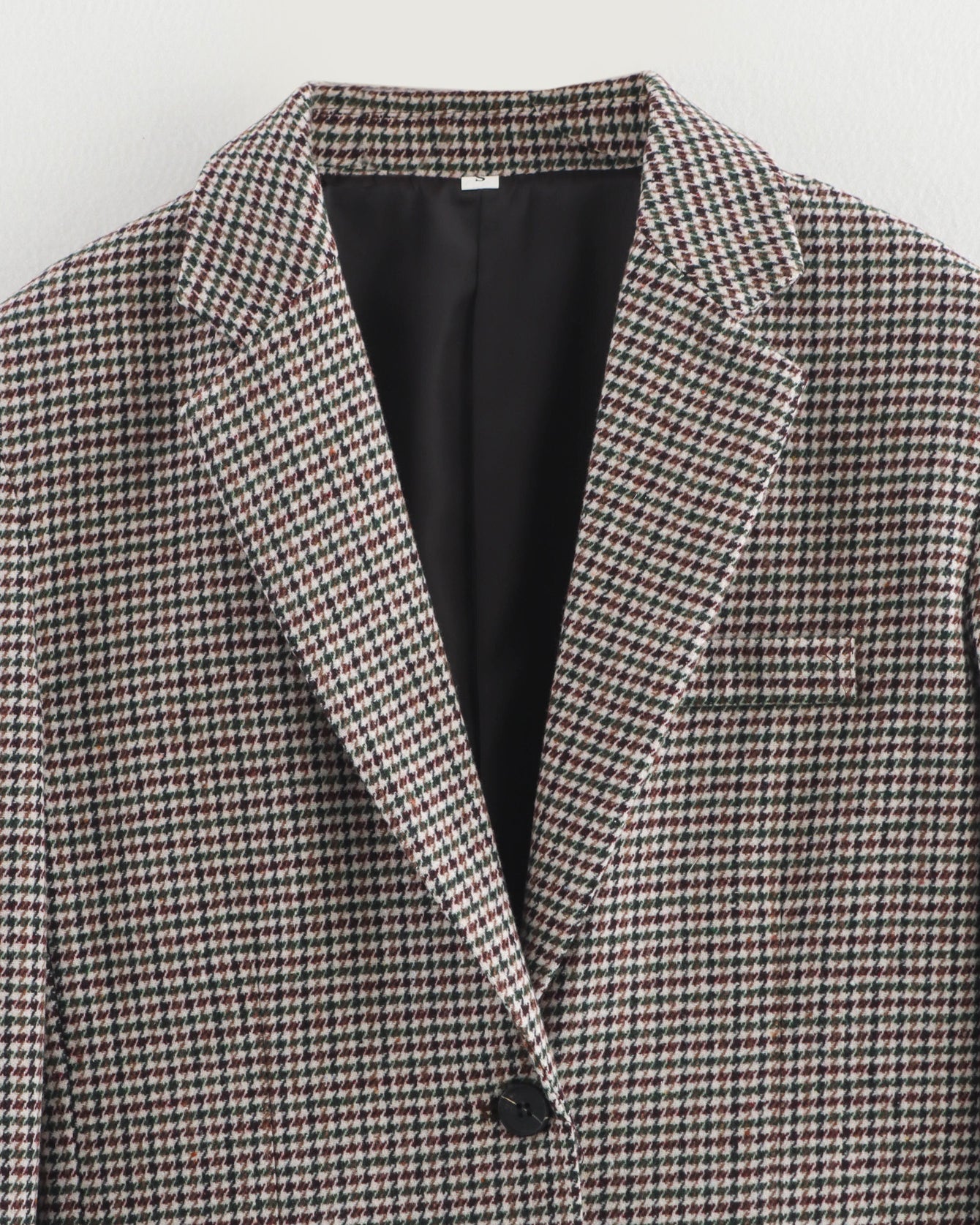 Langry fashion brown white houndstooth blazer black lining
