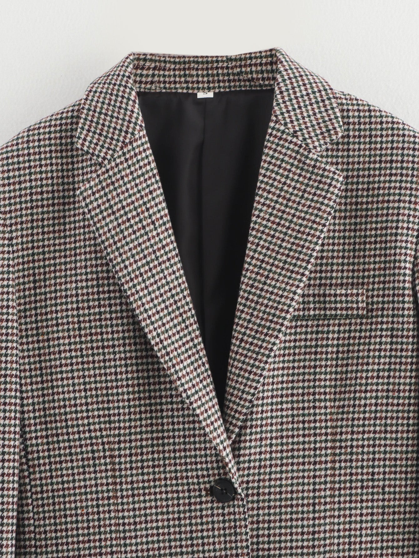 Langry fashion brown white houndstooth blazer black lining