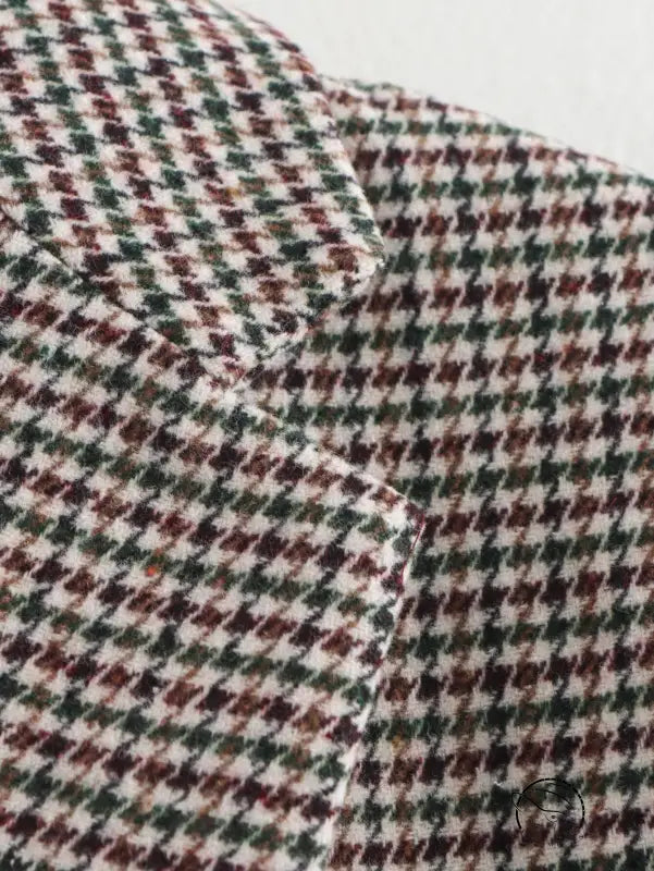 Langry fashion plaid wool jacket in green red white pattern for winter retro casual blazer tops
