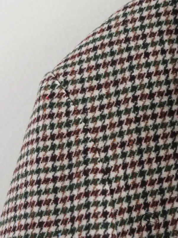 Red green white plaid flannel fabric in Langry winter retro casual blazer top
