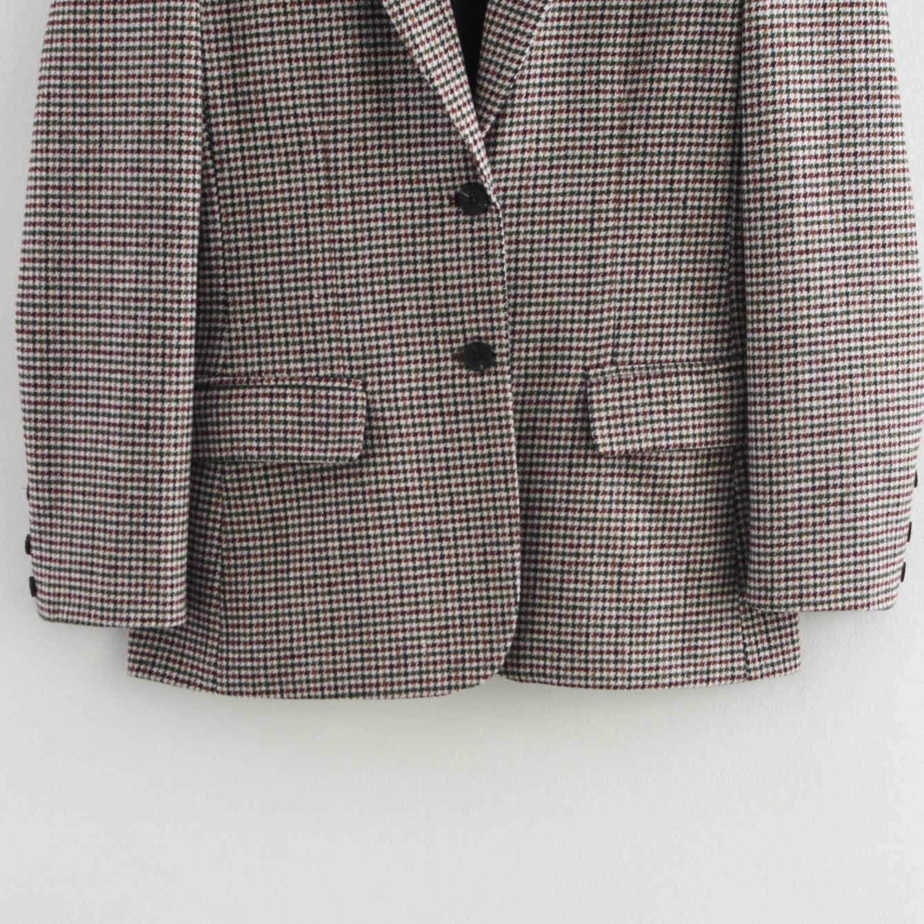 Classic Langry houndstooth wool blazer in brown and white, fashion ملابس
