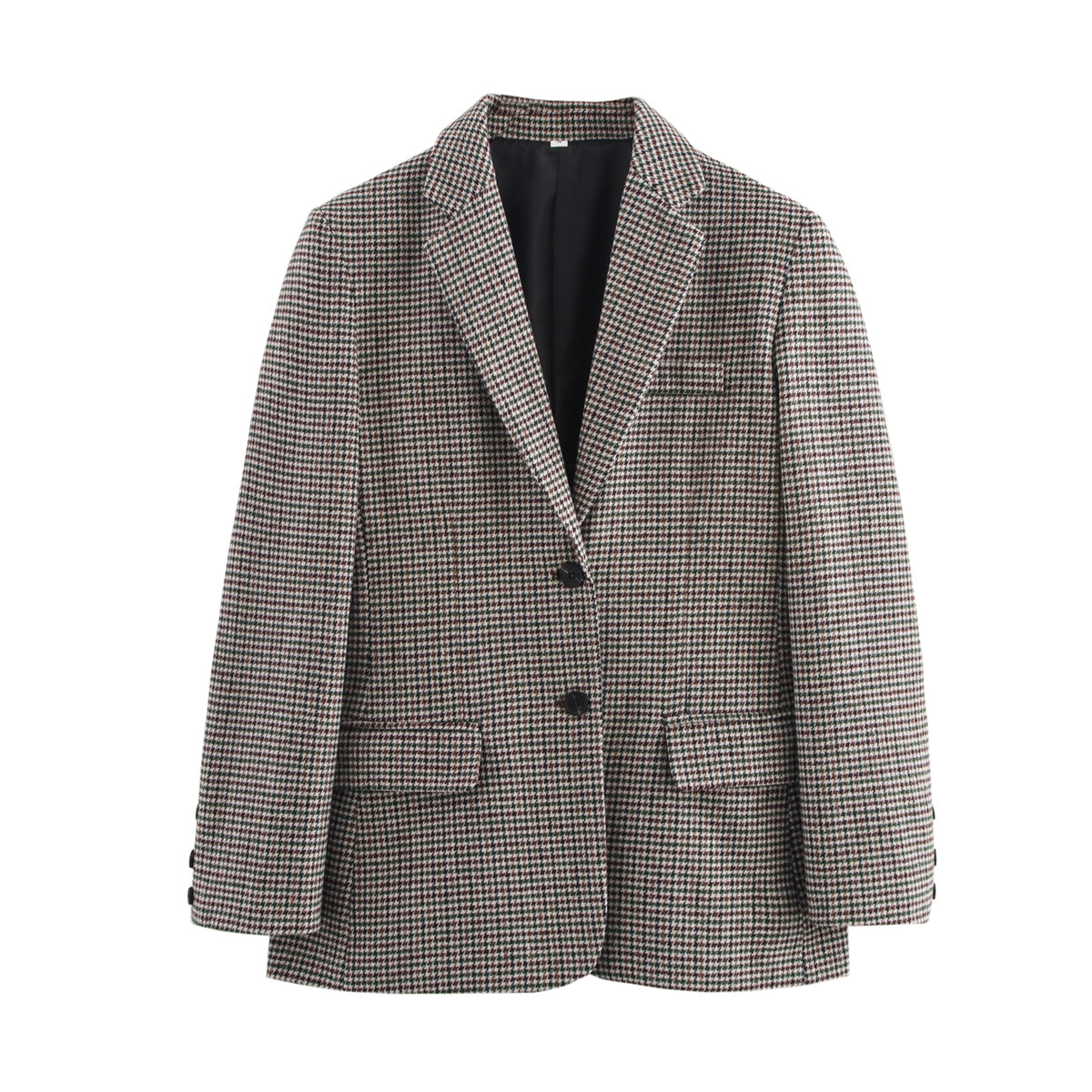 Classic black and white houndstooth wool blazer by Langry fashion