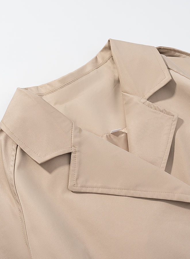 Beige double-breasted langry fashion trench coat with epaulettes