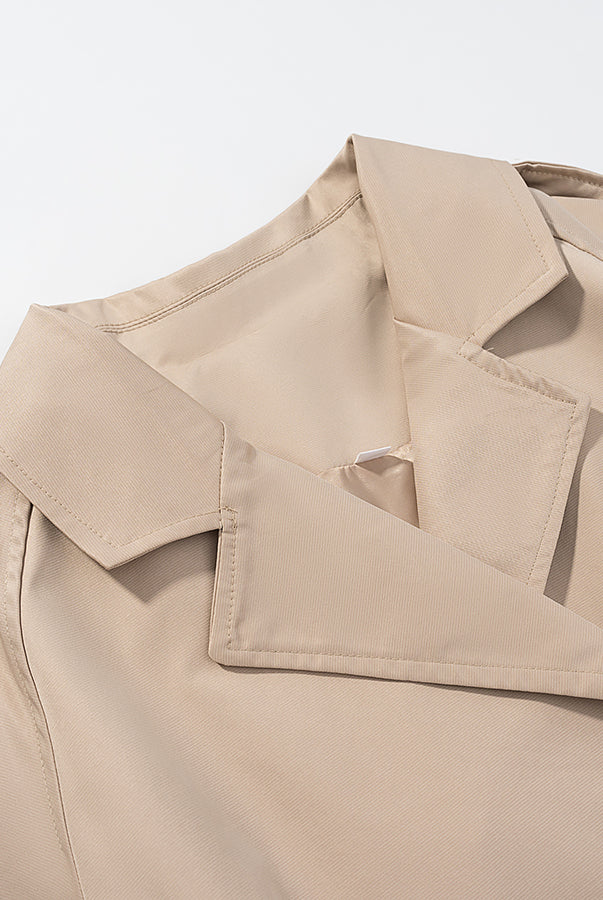 Beige double-breasted langry fashion trench coat with epaulettes