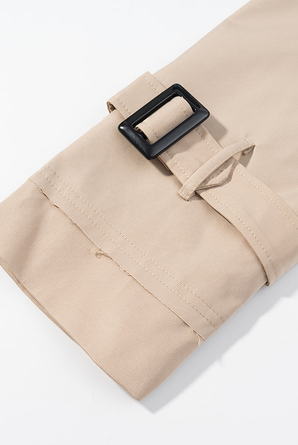 Beige cargo pants with black buckle closure in Langry fashion ملابس