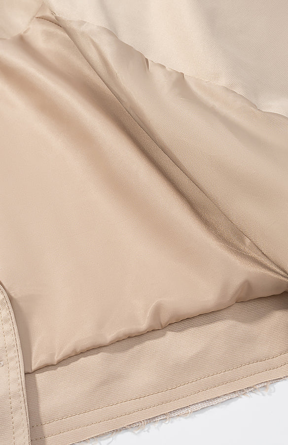 Casual beige cotton Langry fashion trench coat with pocket detail