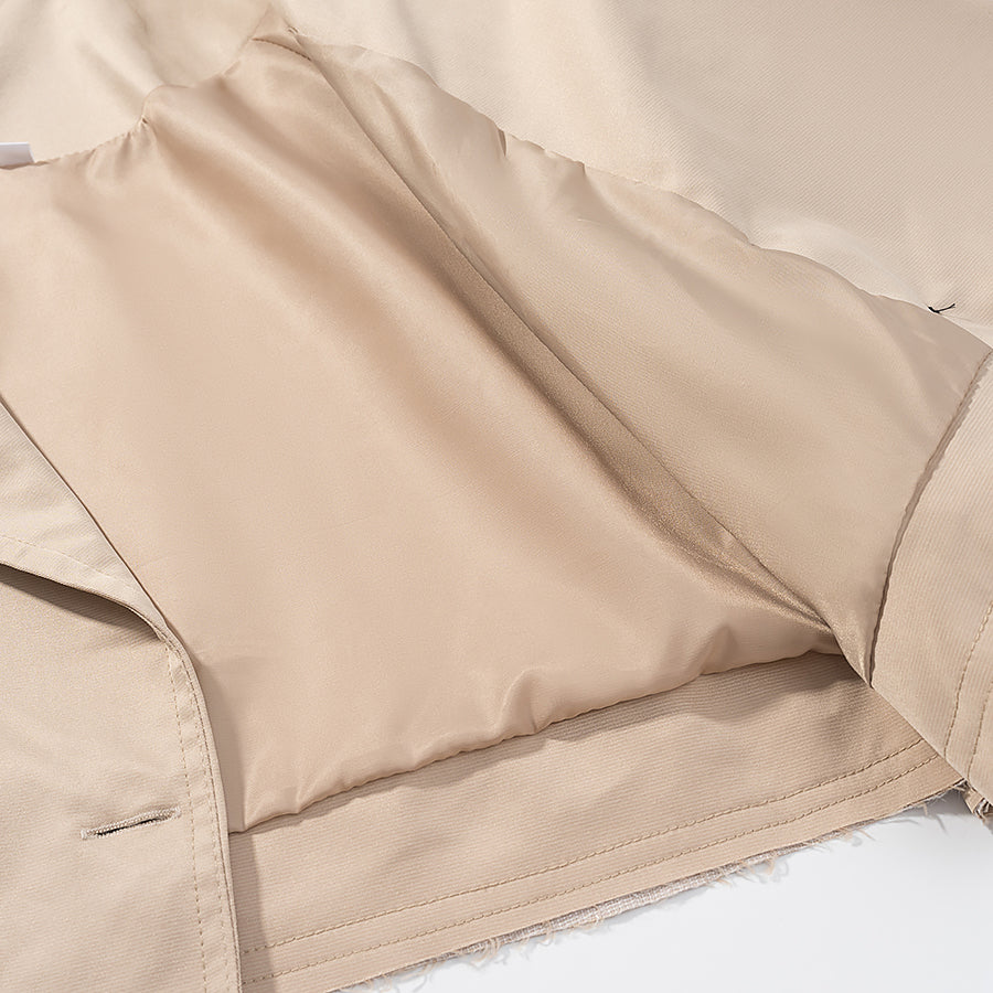 Casual beige cotton Langry fashion trench coat with pocket detail