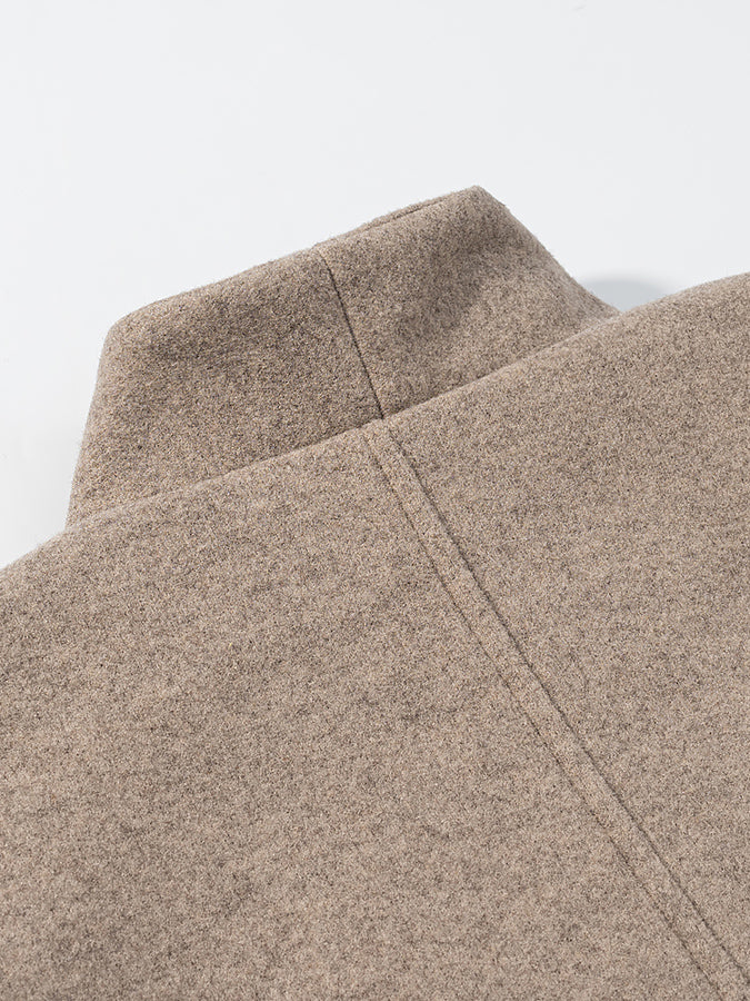 Langry fashion beige wool blazer with subtle stitching in two-color coat