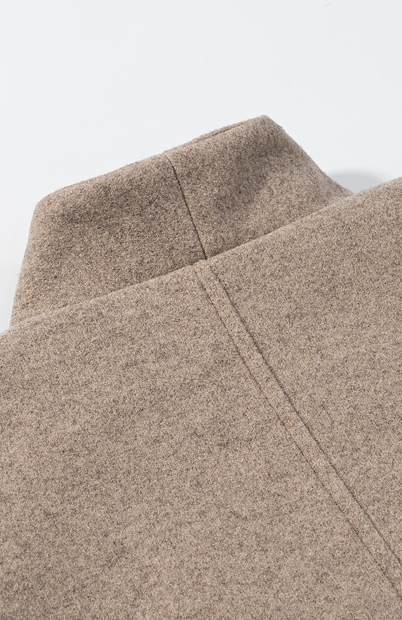 Langry fashion beige wool blazer with subtle stitching in two-color coat