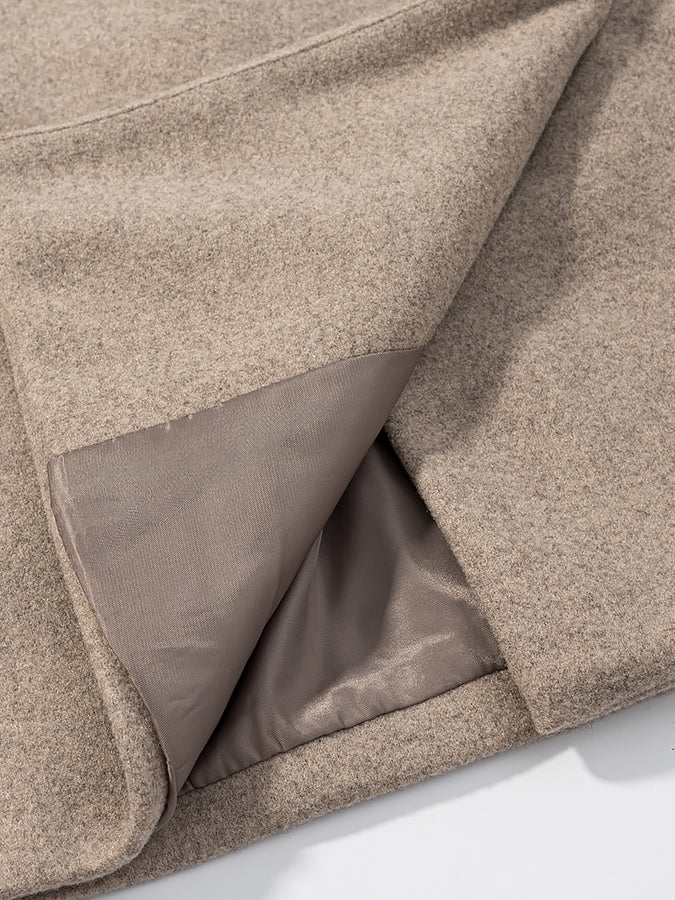 Langry fashion beige wool coat with soft plush blanket lining