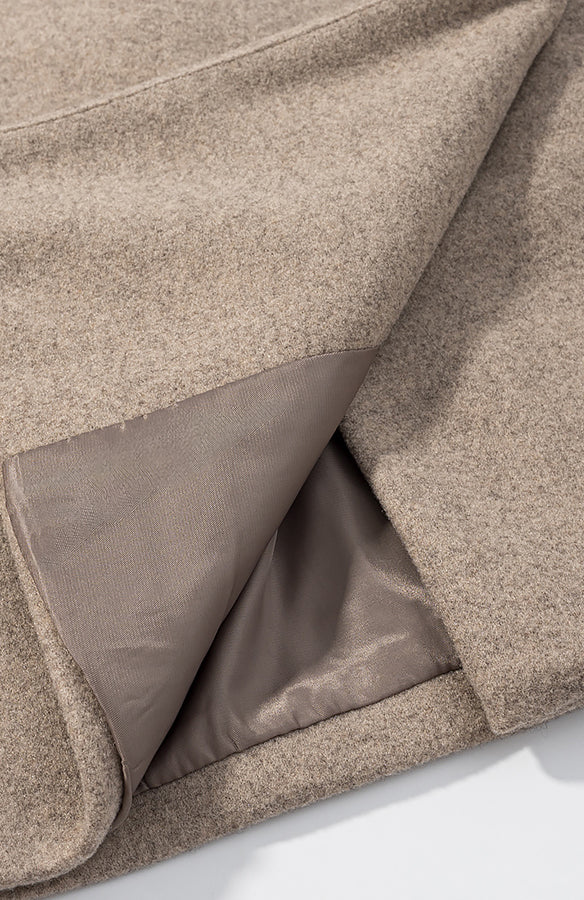 Langry fashion beige wool coat with soft plush blanket lining