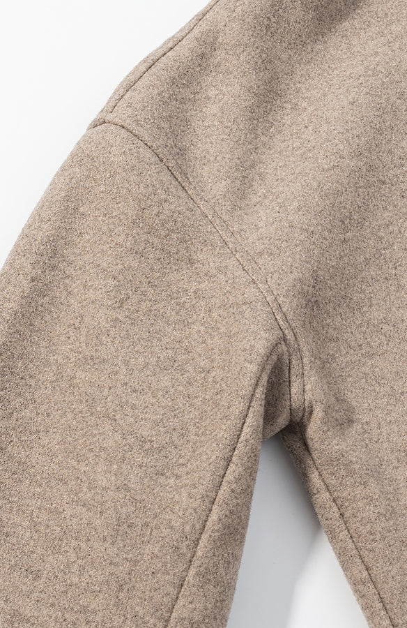 Beige wool coat with black buttons in Langry fashion ملابس