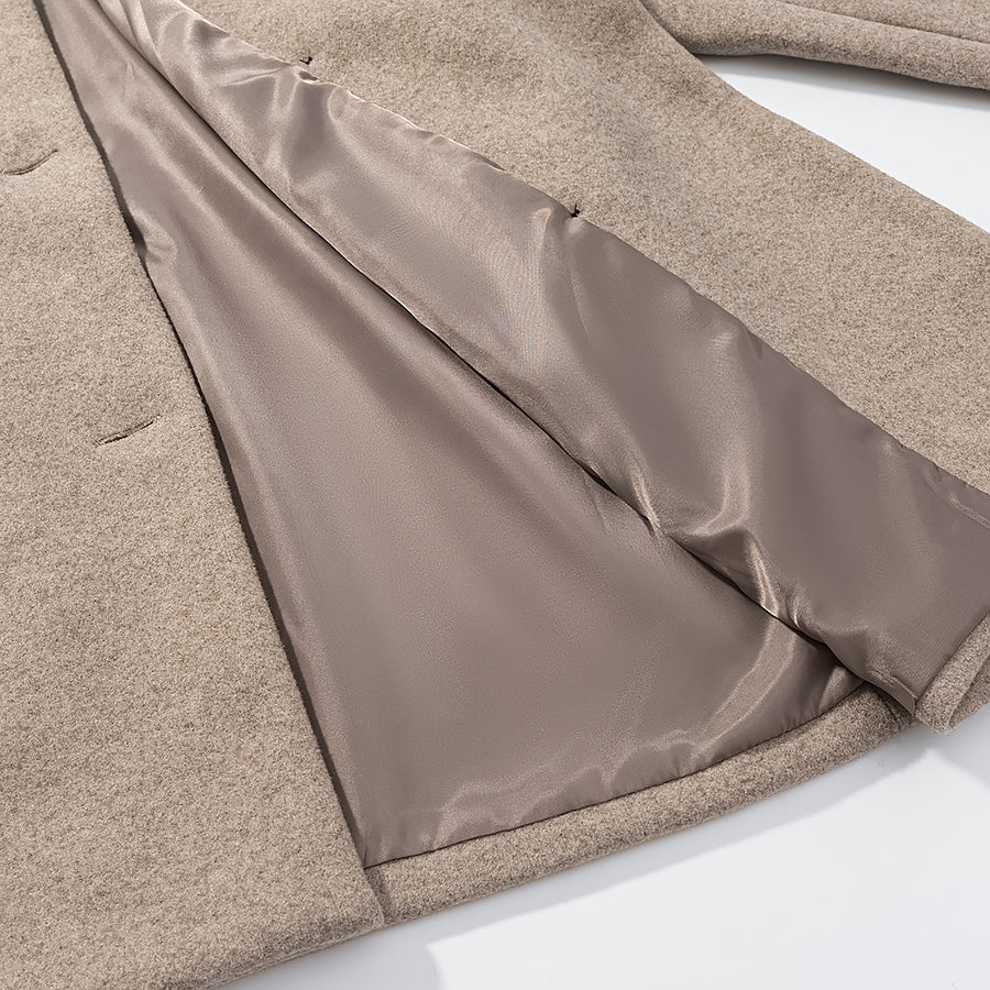 Langry fashion beige cashmere cardigan with woolen coat details