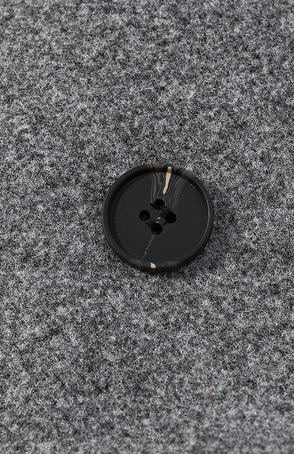 Langry fashion black circular button for woolen coat, 3 holes, plastic metal