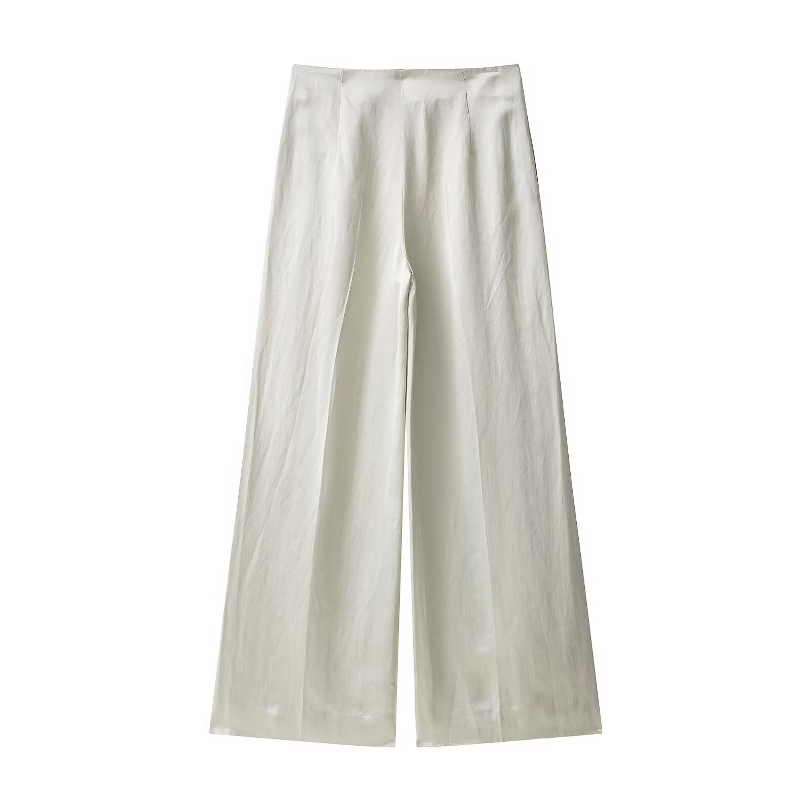 Elegant cream langry fashion satin pants with subtle pleats