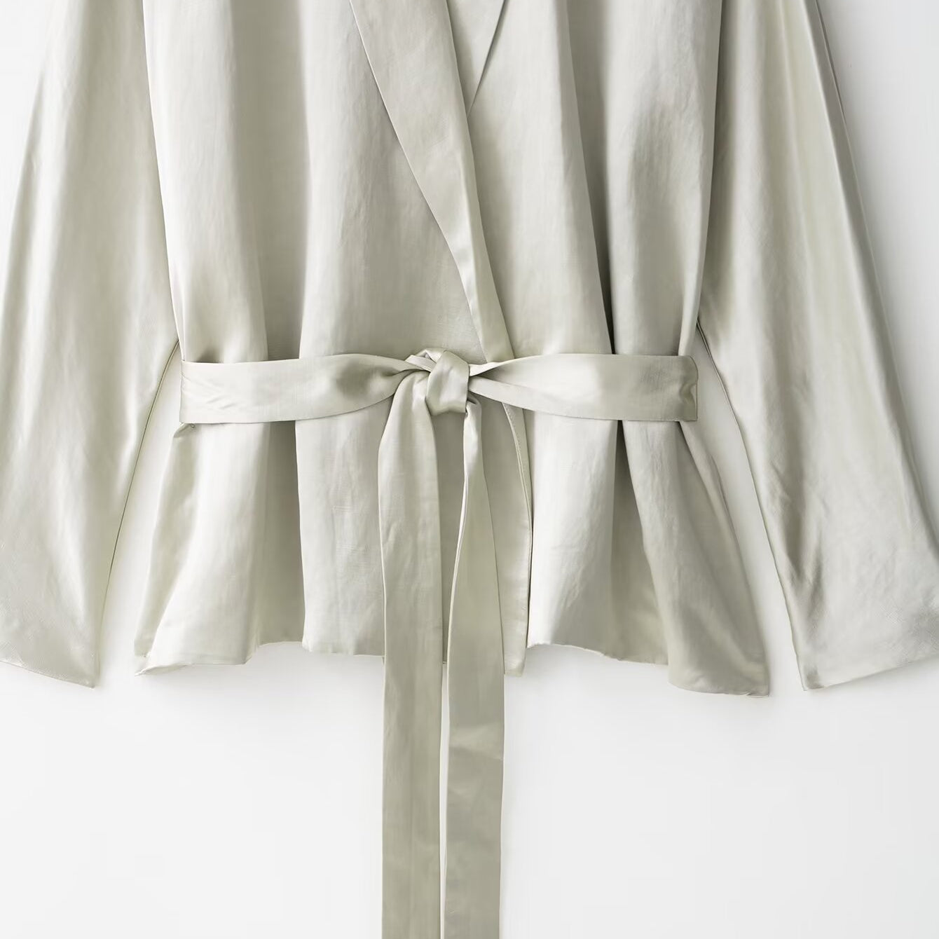 Elegant langry fashion satin robe in blazer pants set with bow tie waistband