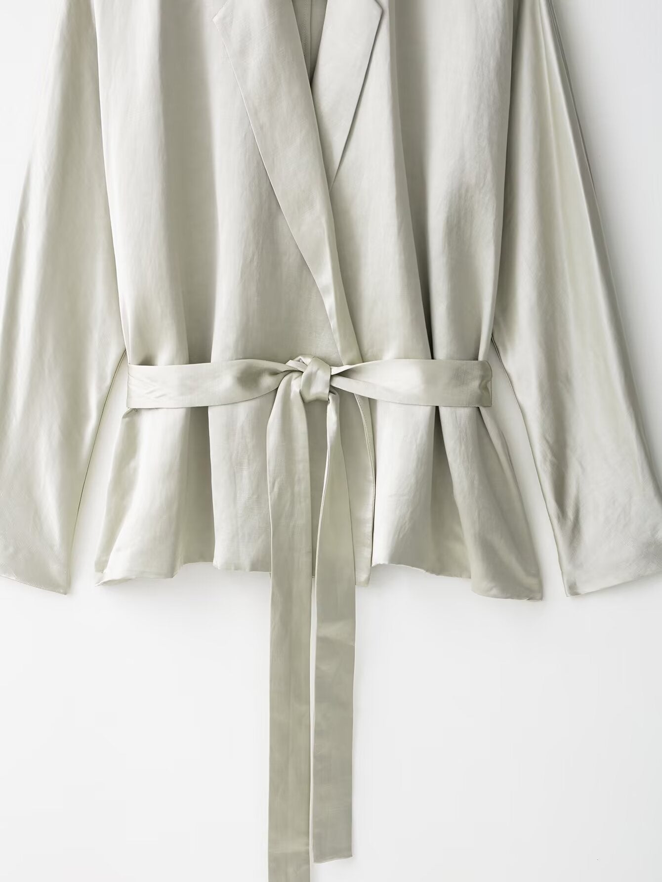 Elegant langry fashion satin robe in blazer pants set with bow tie waistband