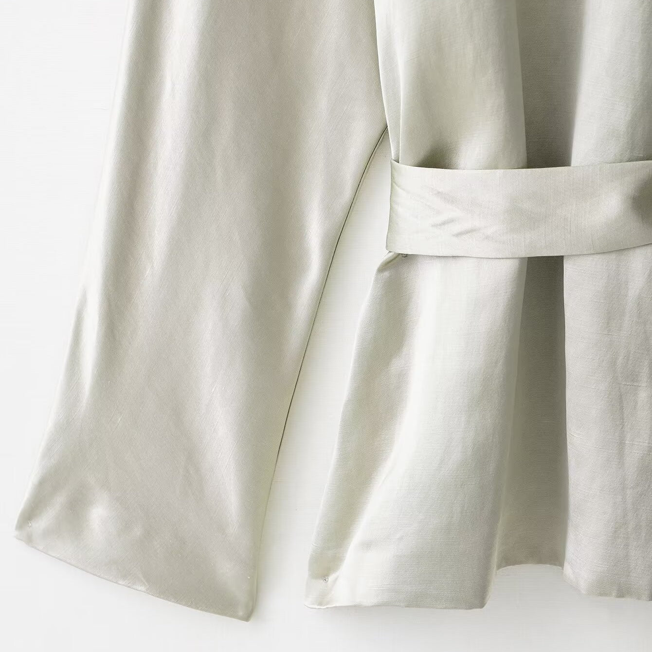 Elegant white satin dress with belt detail in Langry fashion set